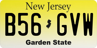NJ license plate B56GVW