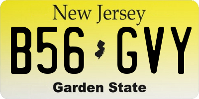 NJ license plate B56GVY