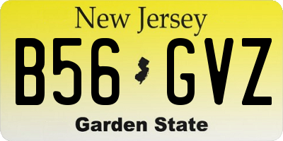 NJ license plate B56GVZ