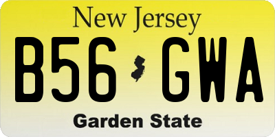 NJ license plate B56GWA