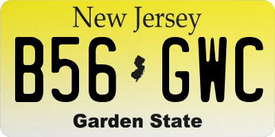 NJ license plate B56GWC