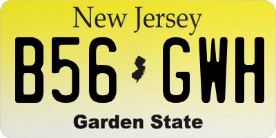 NJ license plate B56GWH