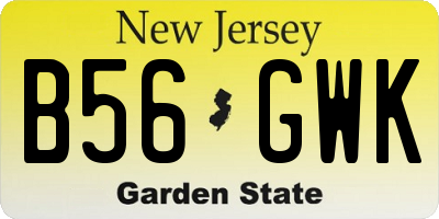 NJ license plate B56GWK