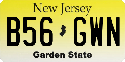 NJ license plate B56GWN