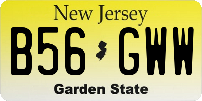 NJ license plate B56GWW