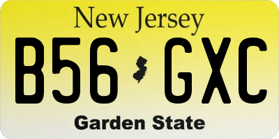 NJ license plate B56GXC