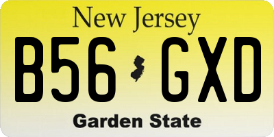 NJ license plate B56GXD