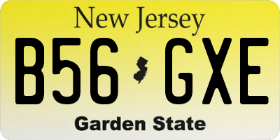 NJ license plate B56GXE