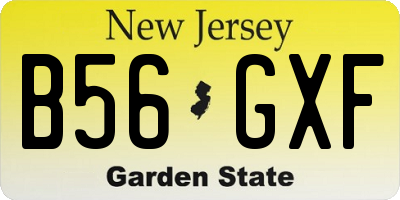 NJ license plate B56GXF
