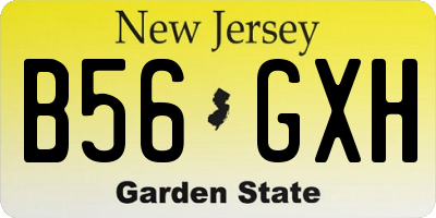 NJ license plate B56GXH