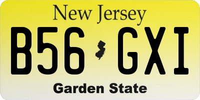 NJ license plate B56GXI