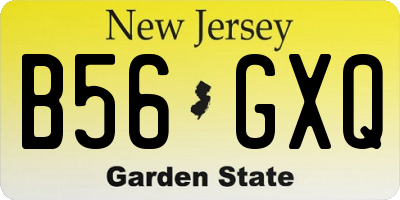 NJ license plate B56GXQ