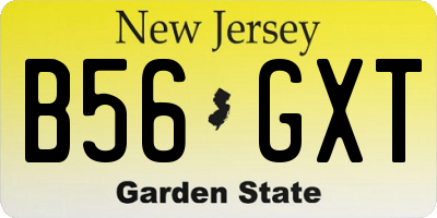 NJ license plate B56GXT