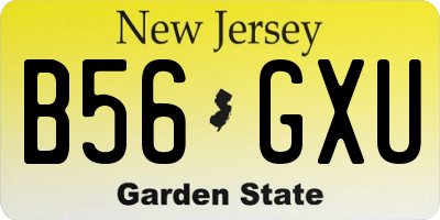 NJ license plate B56GXU