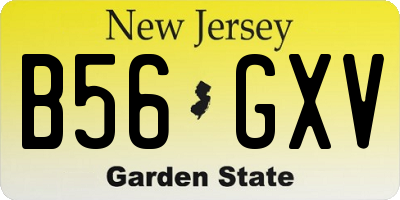 NJ license plate B56GXV