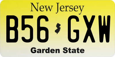 NJ license plate B56GXW