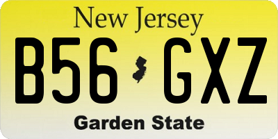 NJ license plate B56GXZ