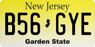NJ license plate B56GYE
