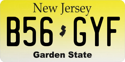 NJ license plate B56GYF
