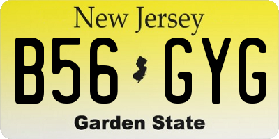 NJ license plate B56GYG