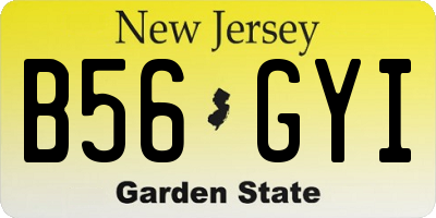 NJ license plate B56GYI
