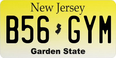 NJ license plate B56GYM