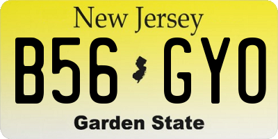 NJ license plate B56GYO