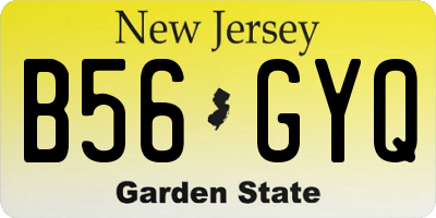NJ license plate B56GYQ
