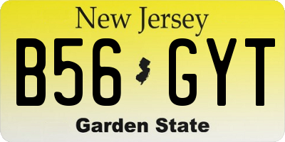 NJ license plate B56GYT