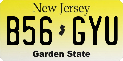 NJ license plate B56GYU