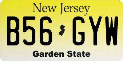 NJ license plate B56GYW