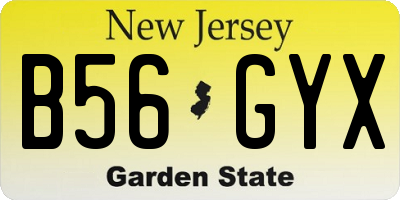 NJ license plate B56GYX