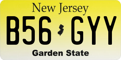 NJ license plate B56GYY
