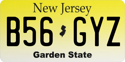 NJ license plate B56GYZ