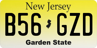 NJ license plate B56GZD