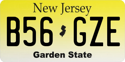 NJ license plate B56GZE