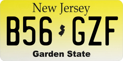 NJ license plate B56GZF