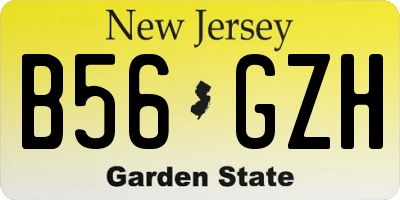 NJ license plate B56GZH