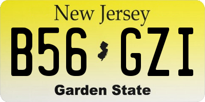 NJ license plate B56GZI