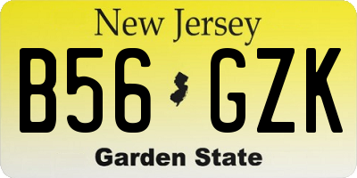 NJ license plate B56GZK