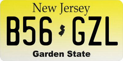 NJ license plate B56GZL