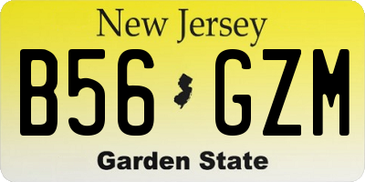 NJ license plate B56GZM