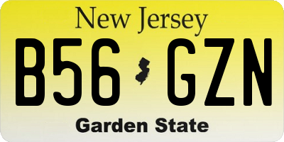 NJ license plate B56GZN