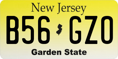 NJ license plate B56GZO