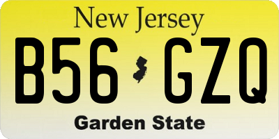 NJ license plate B56GZQ