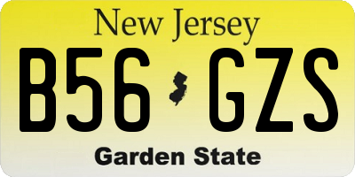 NJ license plate B56GZS