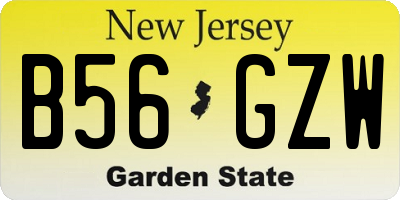 NJ license plate B56GZW