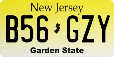 NJ license plate B56GZY