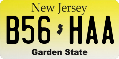 NJ license plate B56HAA