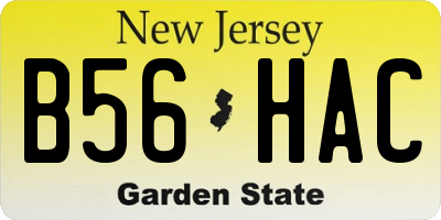 NJ license plate B56HAC